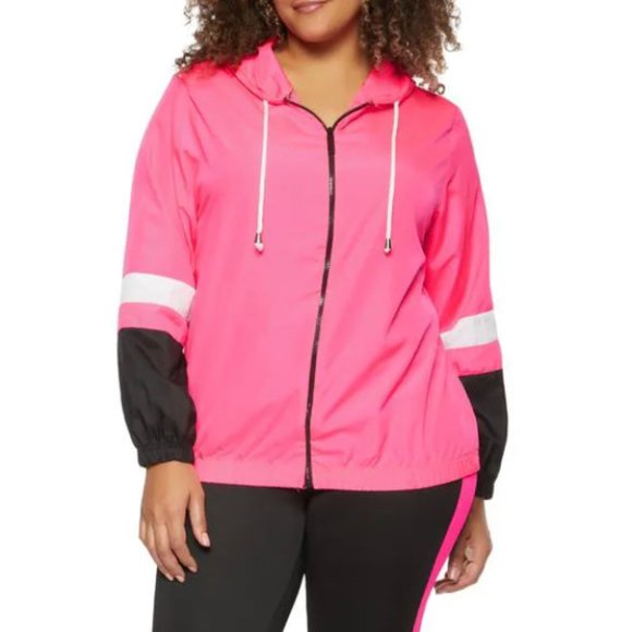 Color Block Nylon Jacket Neon Pink - Picture 1 of 3